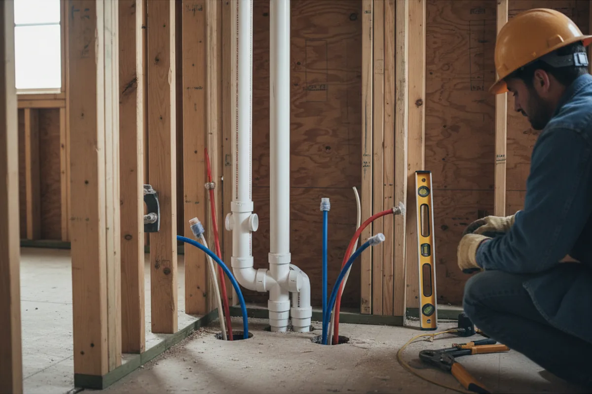 Drain and supply rough-in during Leak Detection in Petersburg